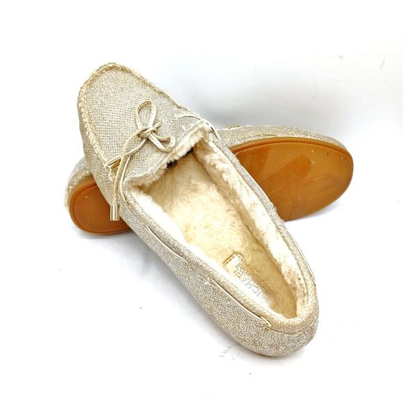 Michael Kors Sutton Shearling Moccasin Slippers – Champagne Mesh - Chalet Chic - Picture 4 of 16